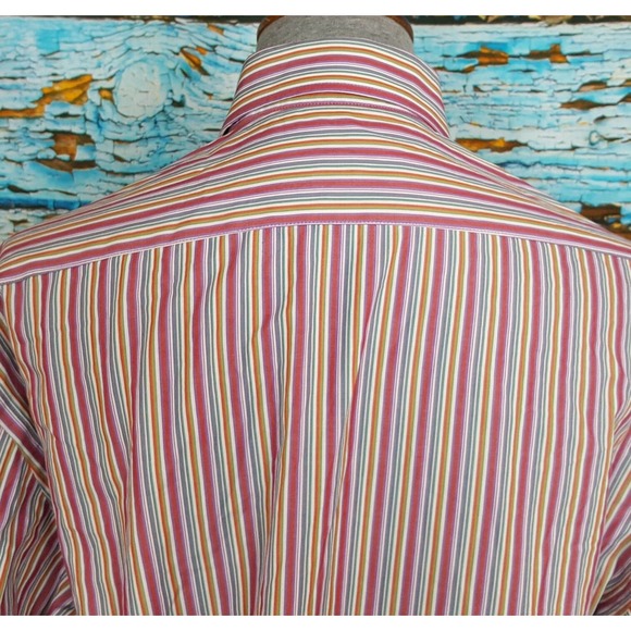 Zara Button Down Shirt Mens Size 17 Long Sleeve Shirt Striped Cotton Shirt - Picture 5 of 8